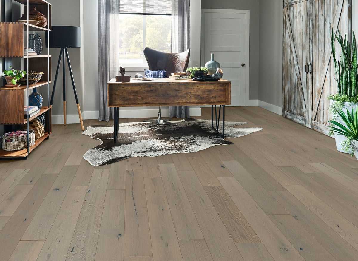 Bruce - Brushed Impressions Silver Collection - 6.5 in. Oak Hardwood - Breezy Gray Room Scene