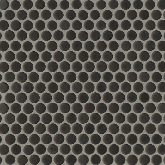 Bedrosians - 360 3/4&quot; Penny Round Matte Mosaic - Charcoal