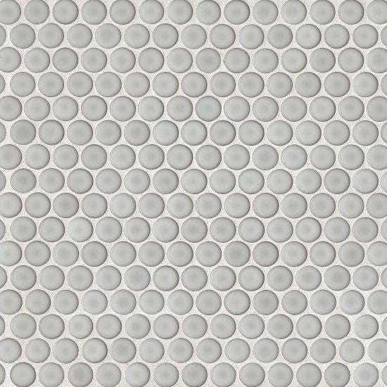 Bedrosians - 360 3/4&quot; Penny Round Gloss Mosaic - Dove Grey
