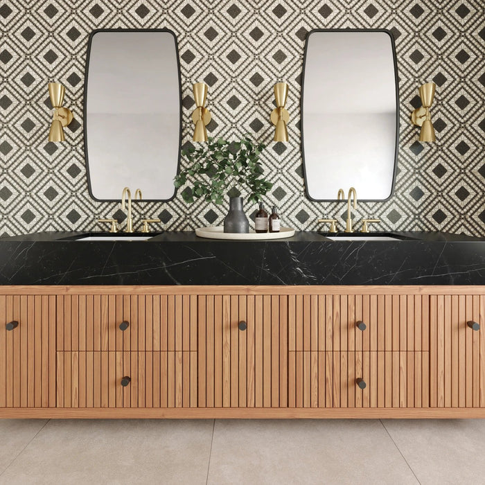 Bedrosians - Atrium Honed Marble Blend Mosaic - Myra Beige & Basalt Room Scene