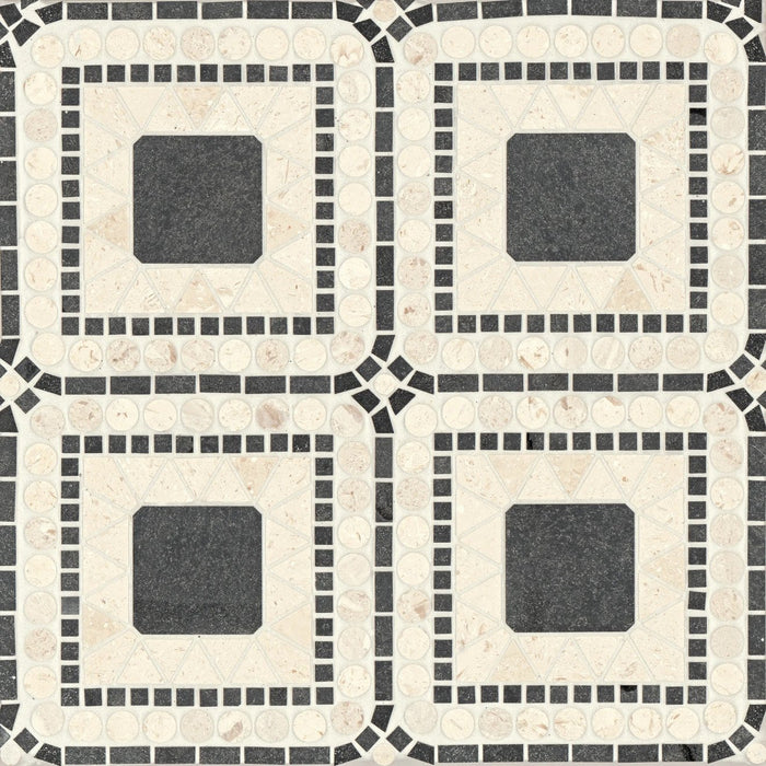 Bedrosians - Atrium Honed Marble Blend Mosaic - Myra Beige & Basalt