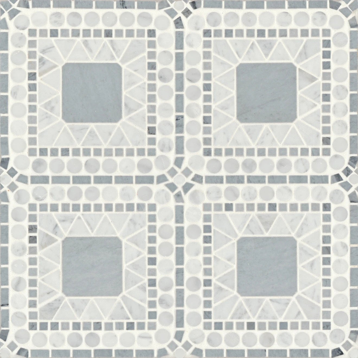 Bedrosians - Atrium Honed Marble Blend Mosaic - White Carrara &amp; Bardiglio