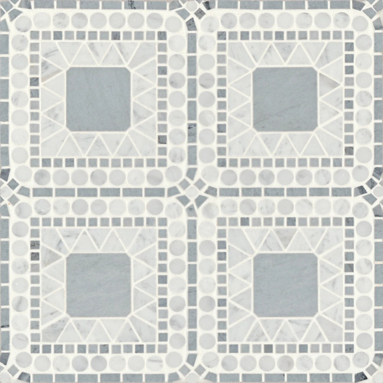 Bedrosians - Atrium Honed Marble Blend Mosaic - White Carrara & Bardiglio