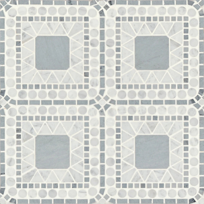 Bedrosians - Atrium Honed Marble Blend Mosaic - White Carrara & Bardiglio