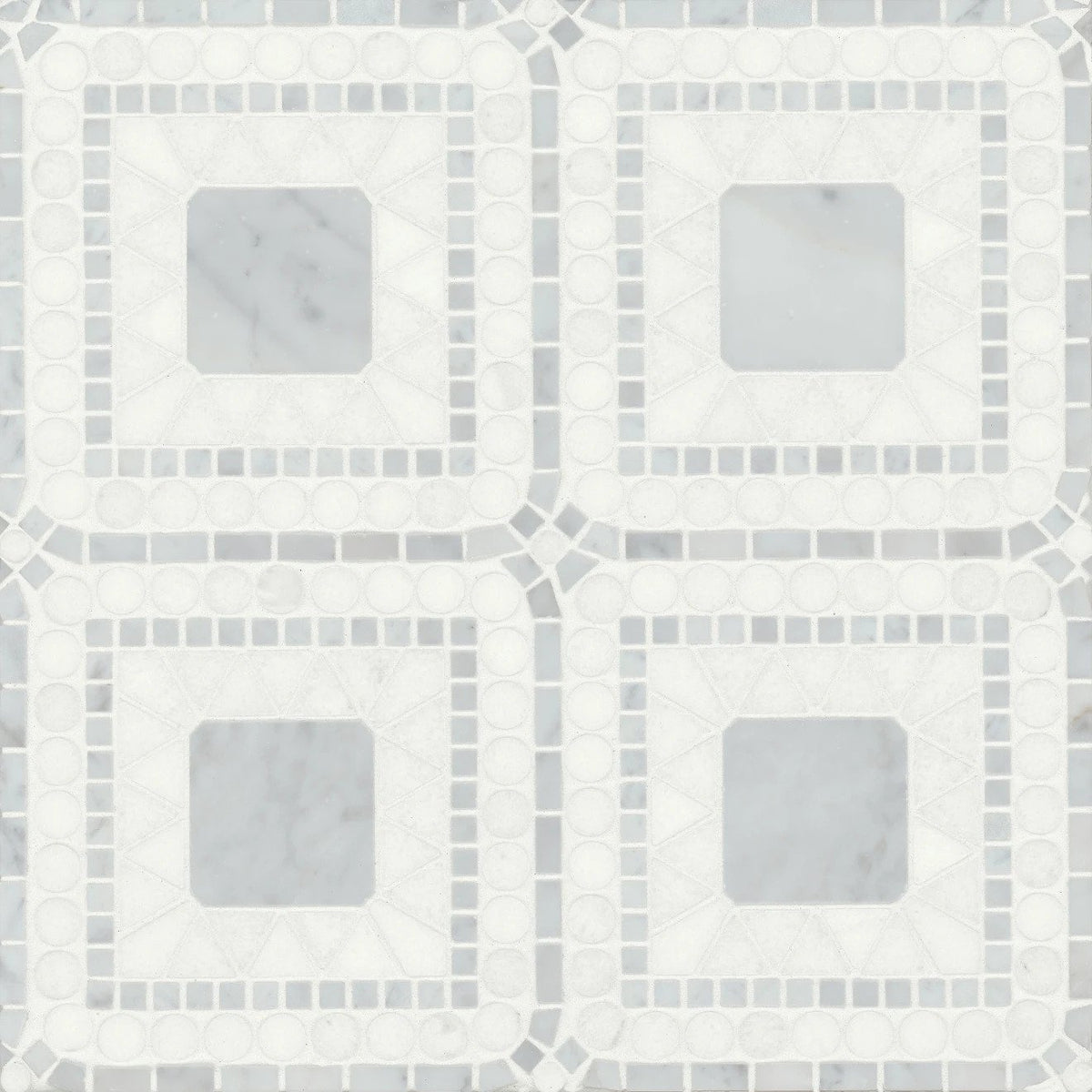 Bedrosians - Atrium Honed Marble Blend Mosaic - White Carrara &amp; White Thassos