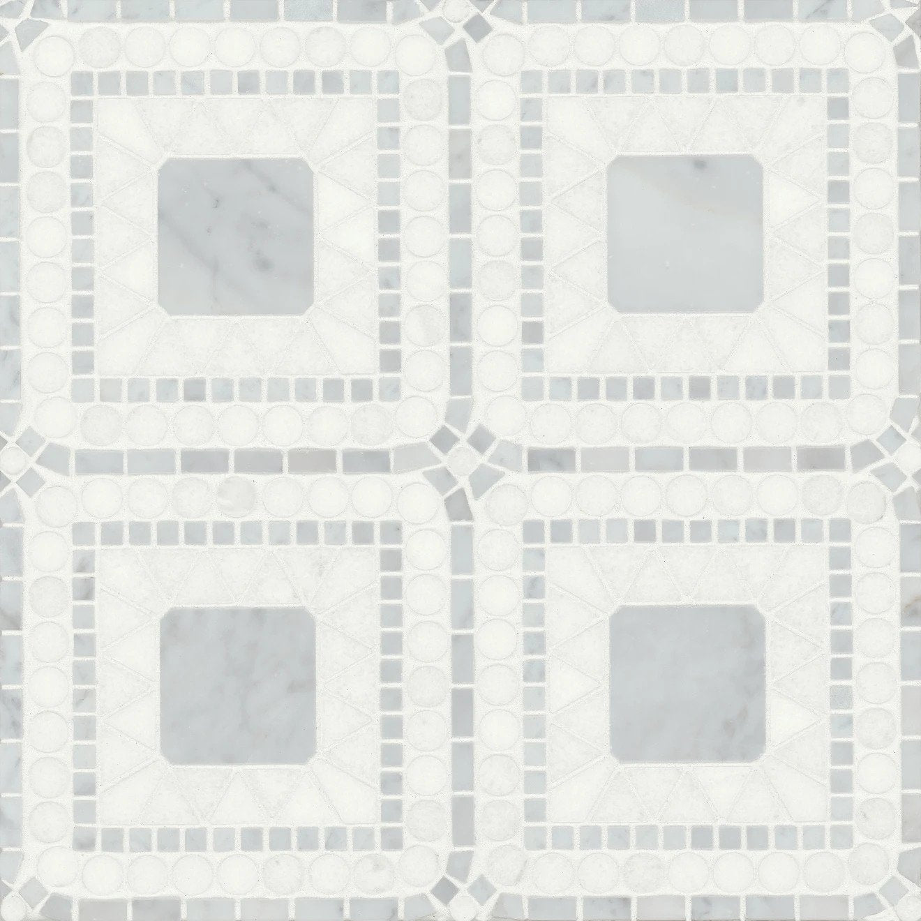 Bedrosians - Atrium Honed Marble Blend Mosaic - White Carrara & White Thassos