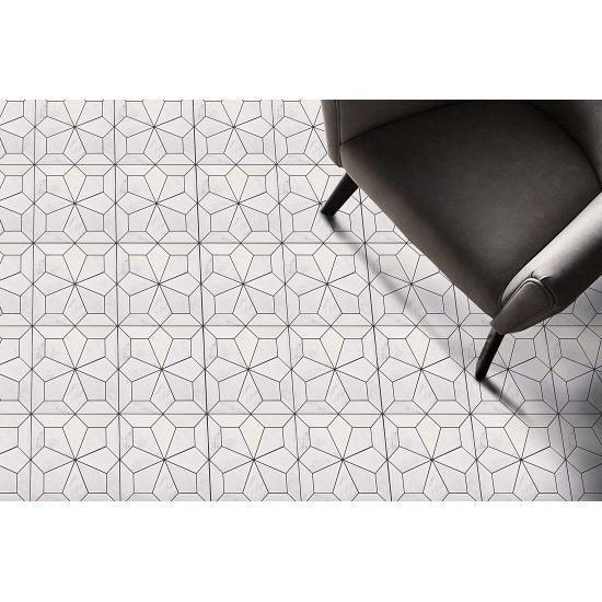 Bedrosians - Blomma Floor &amp; Wall Mosaic - Bianco Installed