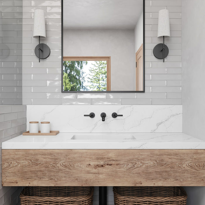 Bedrosians Tile & Stone - Clara 2.75" x 11" Glossy Porcelain Tile - Ivory Installed