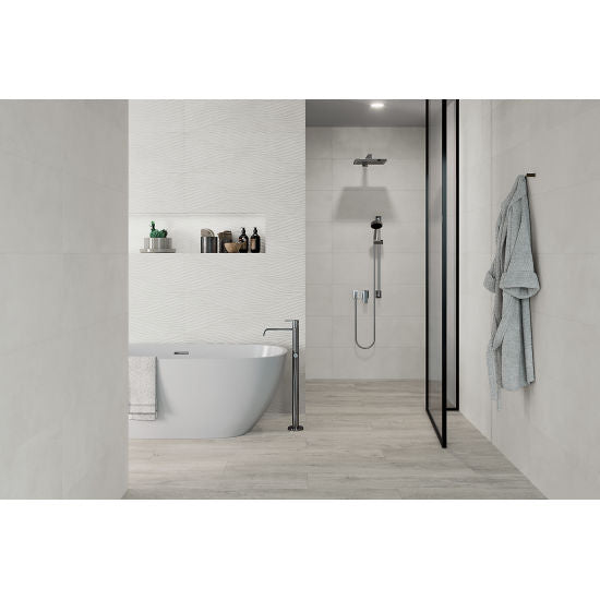 Bedrosians - Donna 13&quot; x 40&quot; Wall Tile - Silver Installed