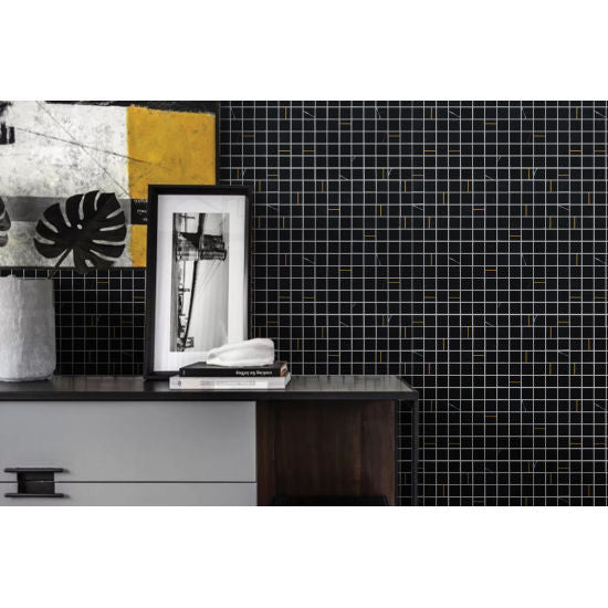 Bedrosians - Ferrara 1" x 1" Wall Mosaic - Nero Installed