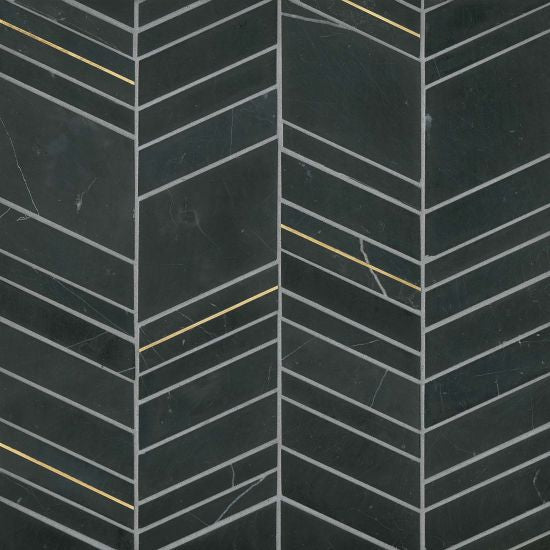 Bedrosians - Ferrara Chevron Wall Mosaic - Nero