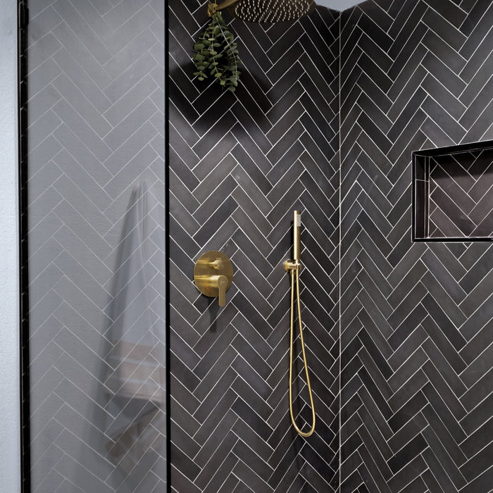 Bedrosians Tile & Stone - Makoto 2.5" x 10" Wall Tile - Kuroi Black Installed