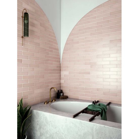 Bedrosians Tile & Stone - Makoto 2.5" x 10" Wall Tile - Momoiro Blush