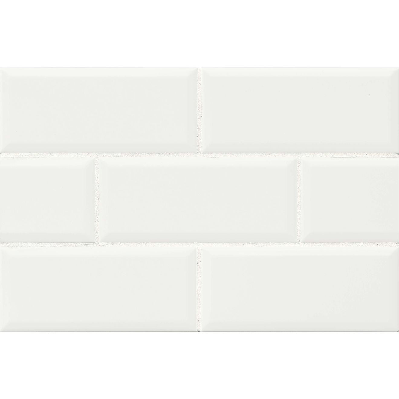 Bedrosians - Traditions 4" x 10" Beveled Ceramic Wall Tile - Ice White