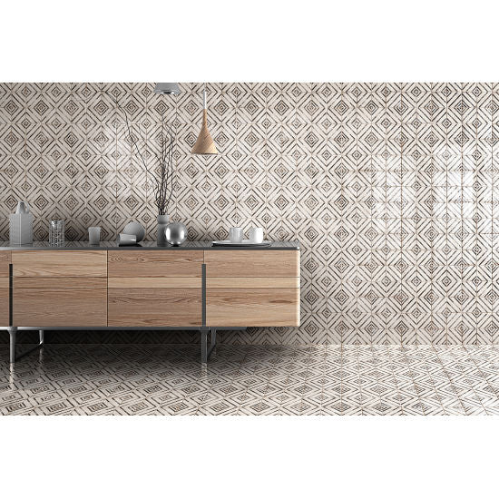Bedrosians Tile & Stone - Vivace 4" x 4" Decorative Tile - Rice Motif