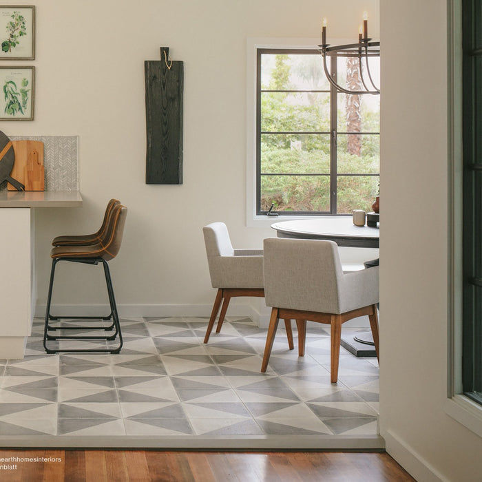Bedrosians - White Carrara Floor & Wall Mosaic - Chevron Honed Room Scene 2
