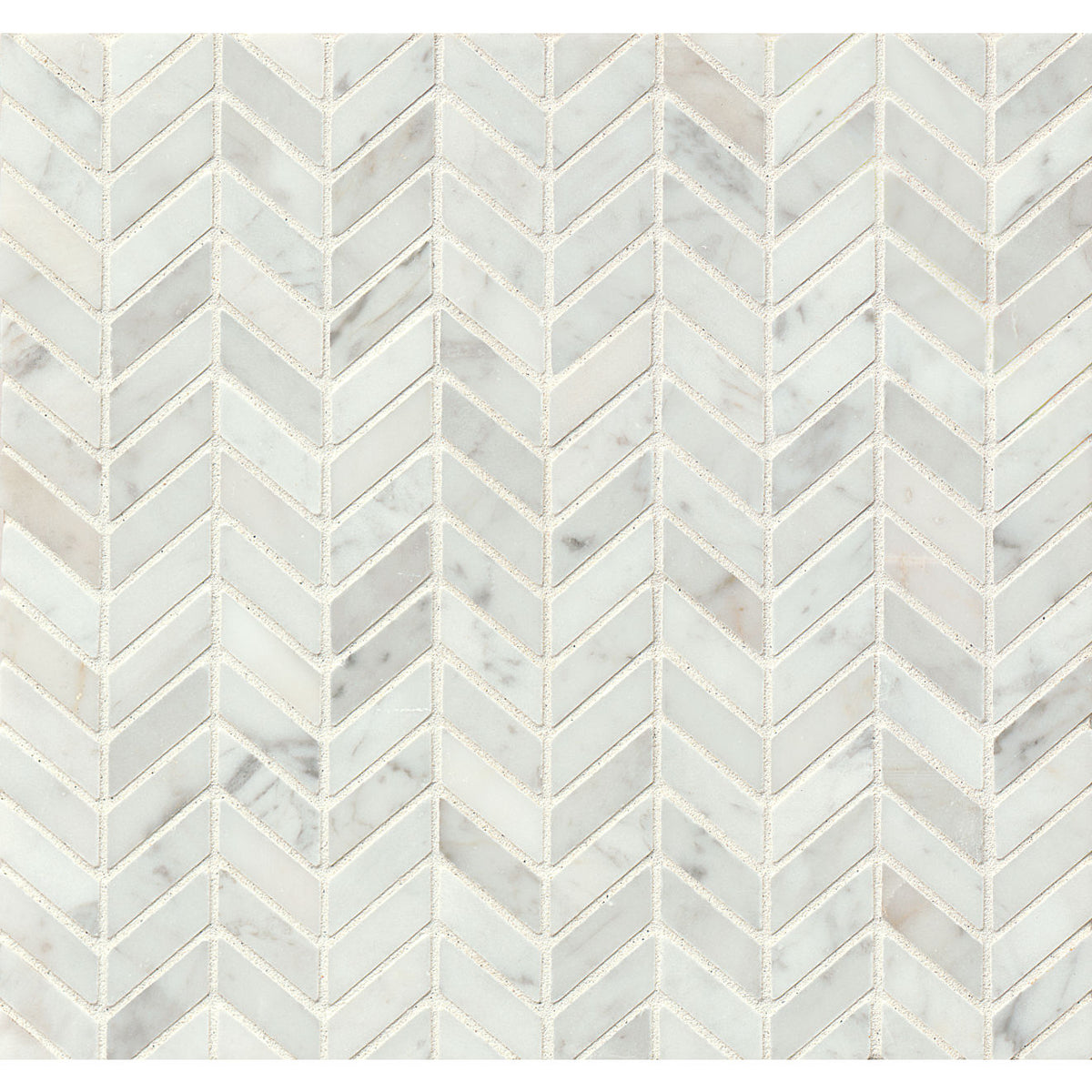 Bedrosians - White Carrara Floor &amp; Wall Mosaic - Chevron Honed