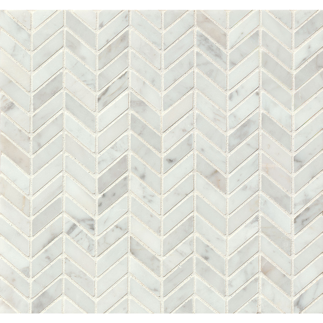 Bedrosians - White Carrara Floor & Wall Mosaic - Chevron Honed