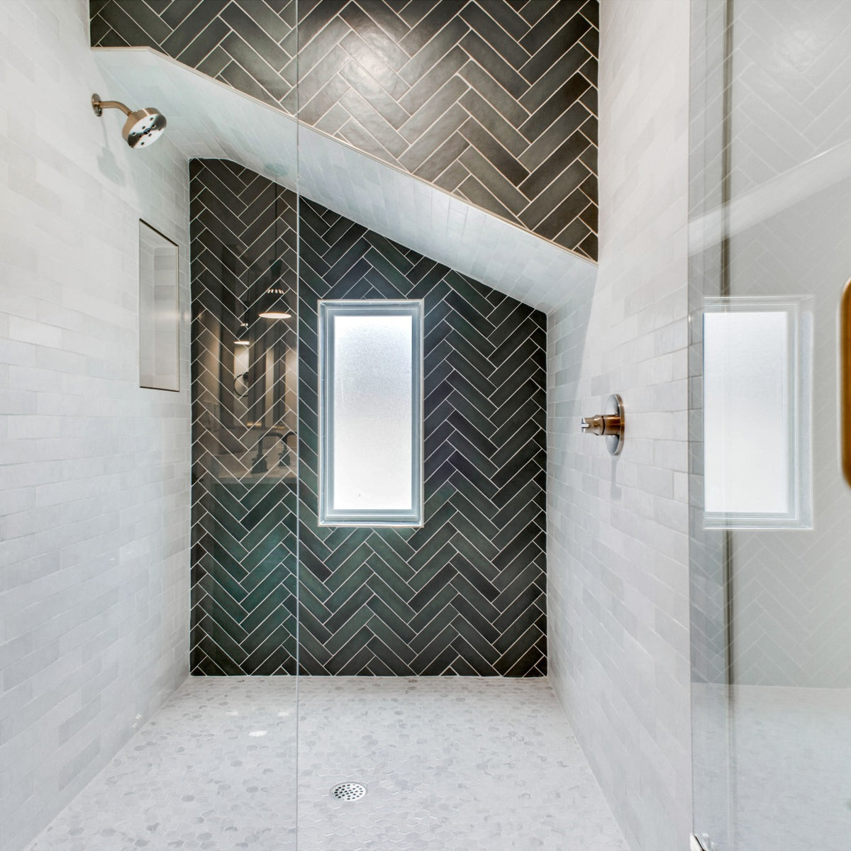 Bedrosians - White Carrara Floor &amp; Wall Mosaic - Hexagon Polished Installed