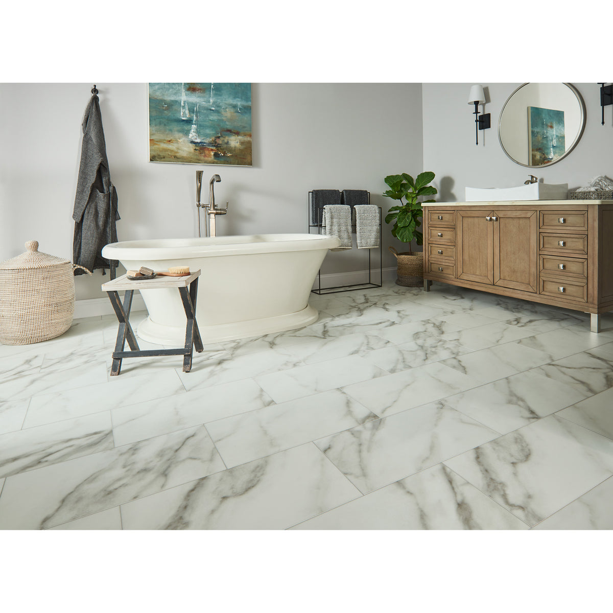 Bruce - Lifeseal Reserve Rigid Core - 12 in. x 24 in. - Marble Winter White Installed