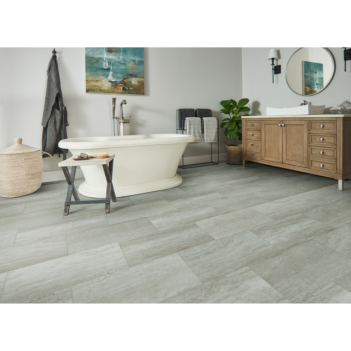Bruce - Lifeseal Reserve Rigid Core - 12 in. x 24 in. - Travertine Homestead Installed