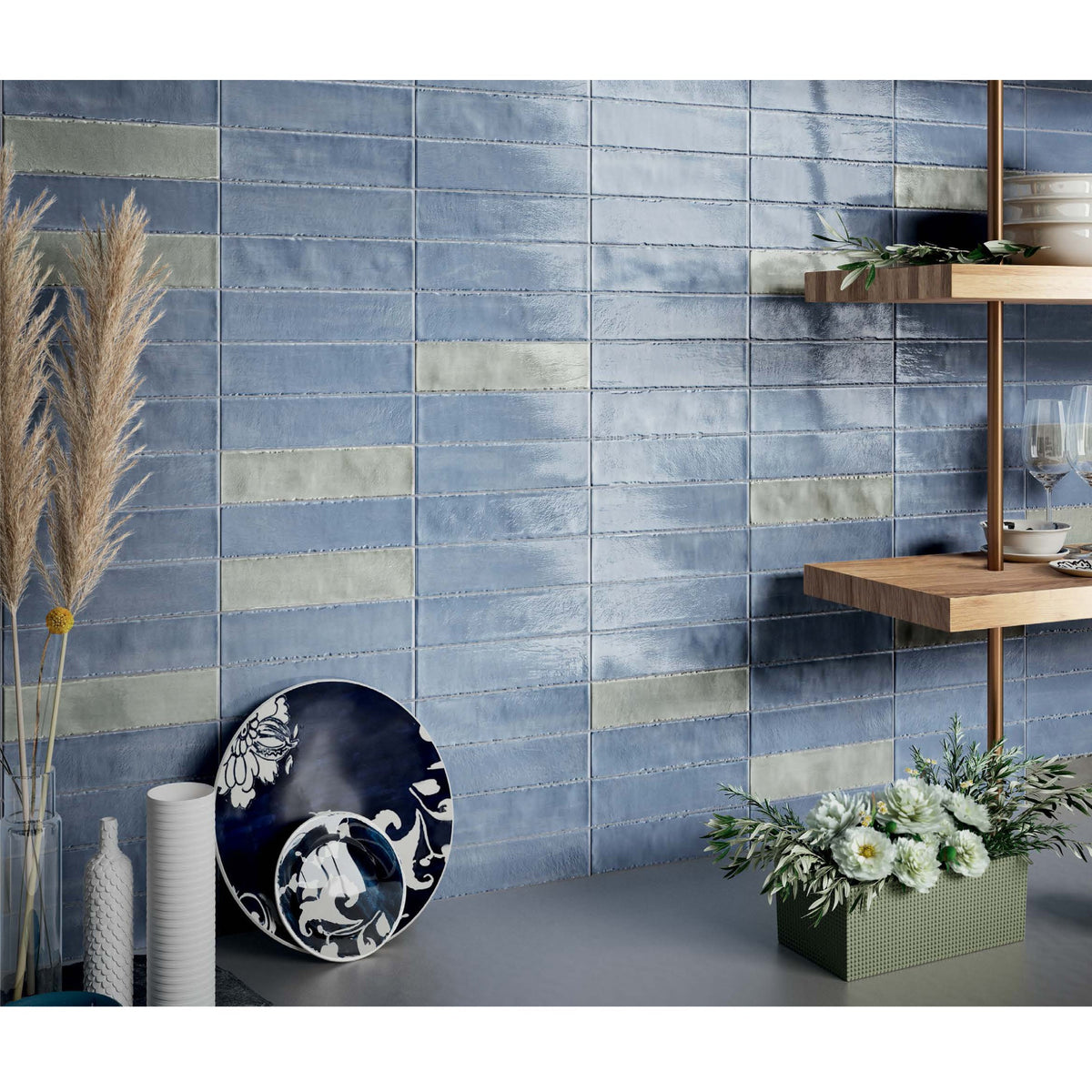 Cobsa - Tropic Series 2 in. x 10 in. Porcelain Tile - Azzurro Room scene