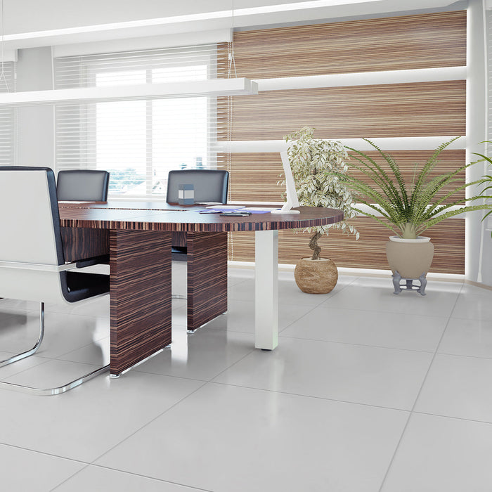 CommodiTile - Pure 24 in. x 24 in. Glazed Porcelain Tile - Frost White Polished Installed