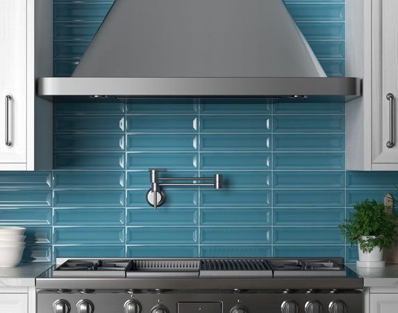 Maniscalco - Contour 3 in. x 12 in. Groove Tiles - Blue Marine Installed