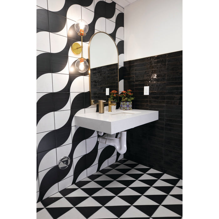 Marazzi - Scenario 8 in. x 8 in. Glazed Porcelain Tile - SR28 Nero Crescent Wall Install Wave