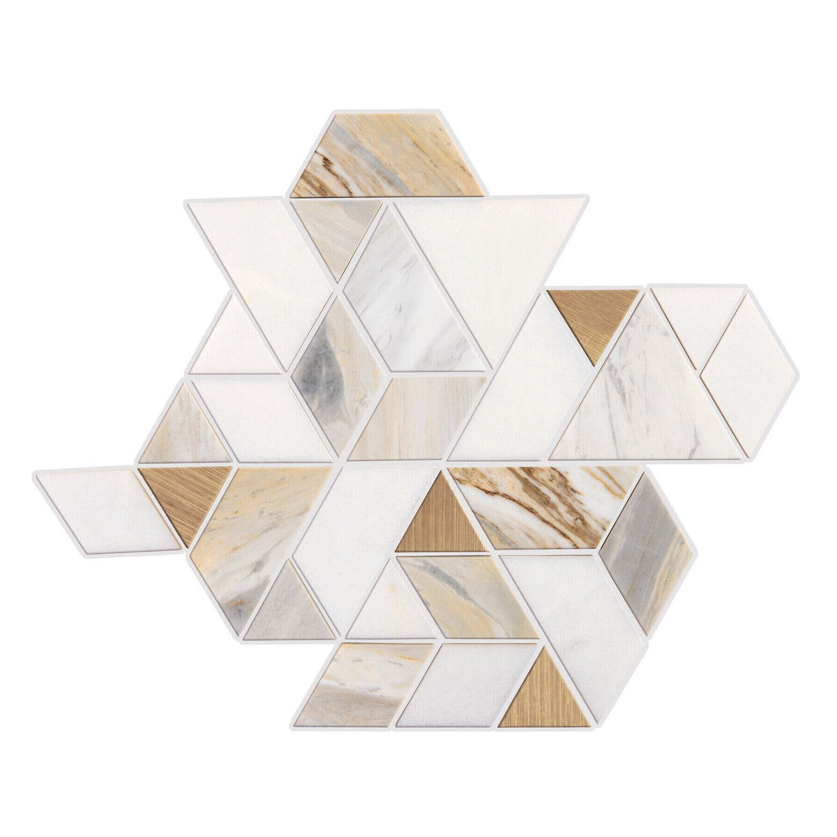 Daltile - Pietra Divina 14 in. x 14 in. Spectrum Mosaic - Namaste Gold Blend
