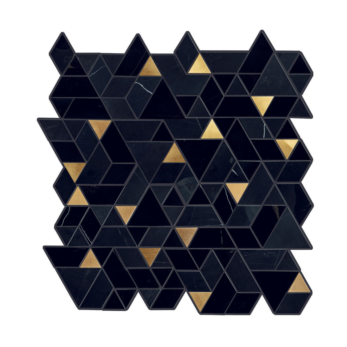 Daltile - Pietra Divina 14 in. x 14 in. Spectrum Mosaic - Nero Marquina Black Blend Variation