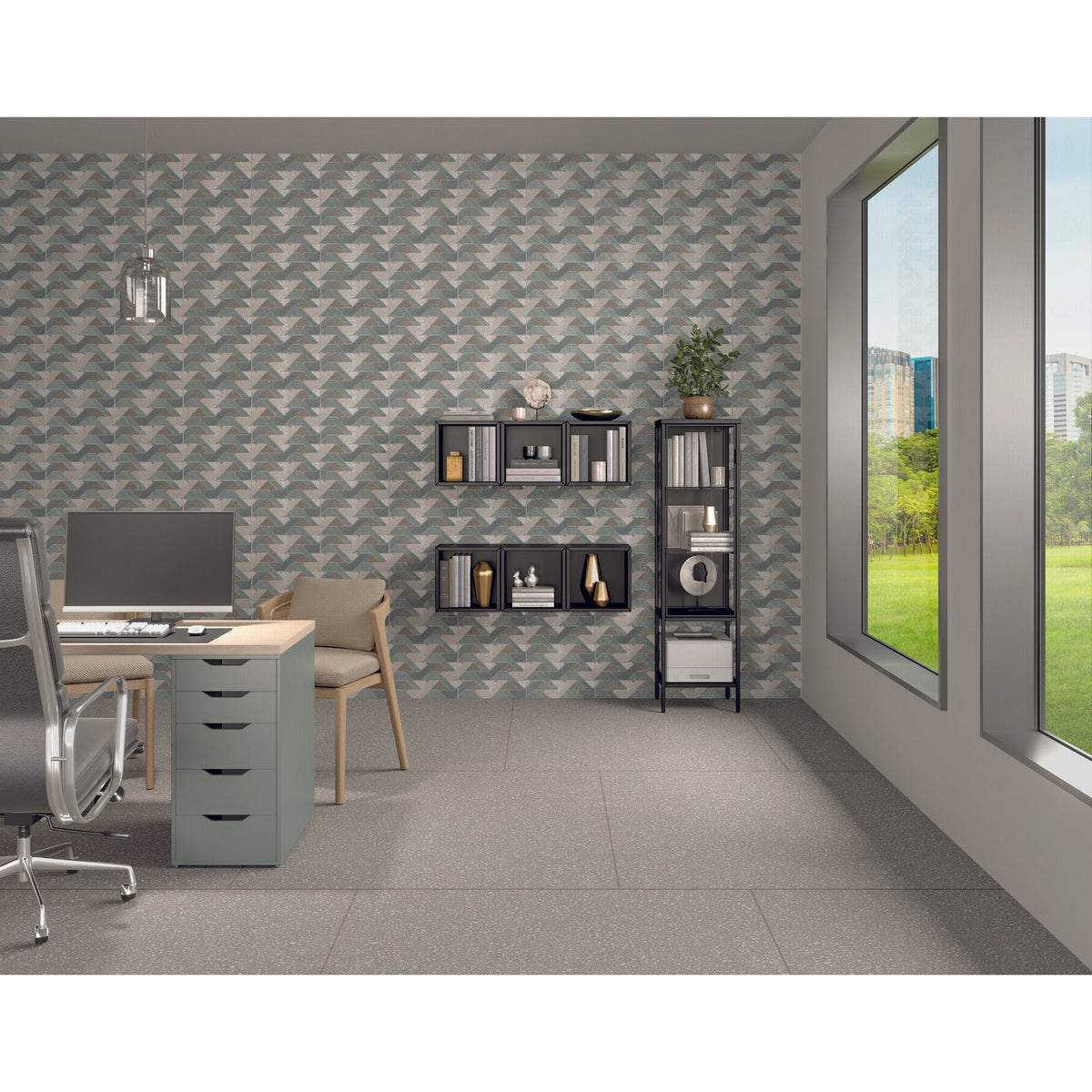 Daltile - STARE™ Collection - Eclettica 15 in. x 48 in. Deco Wall Tile - Etoile Blue wall installation