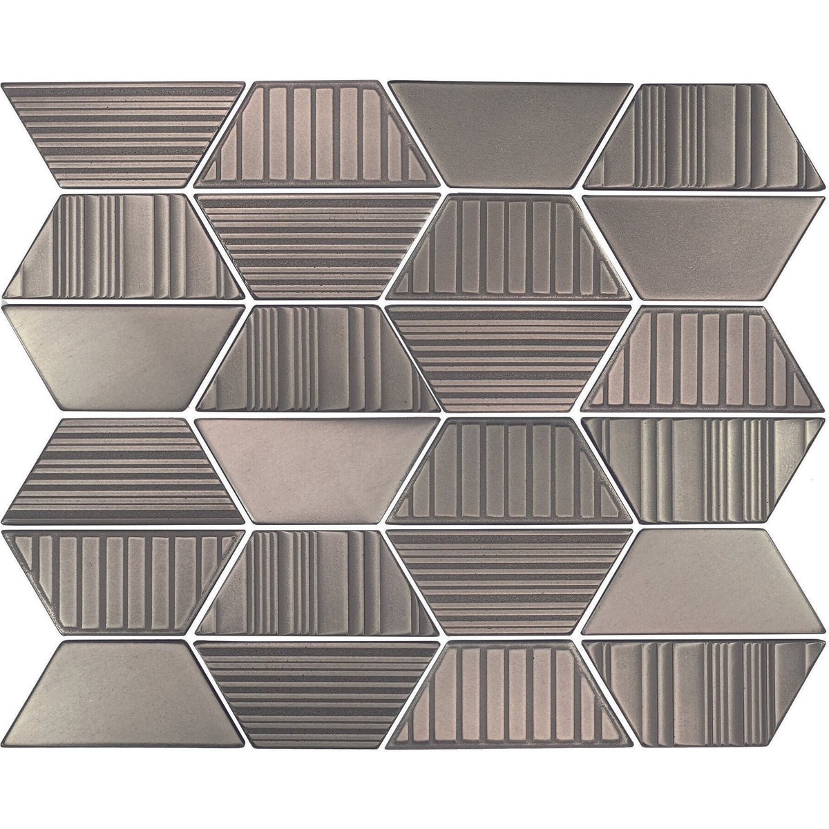 Daltile - Industrial Metals 10 in. x 13 in. - Trapezoid Mosaic - Stainless