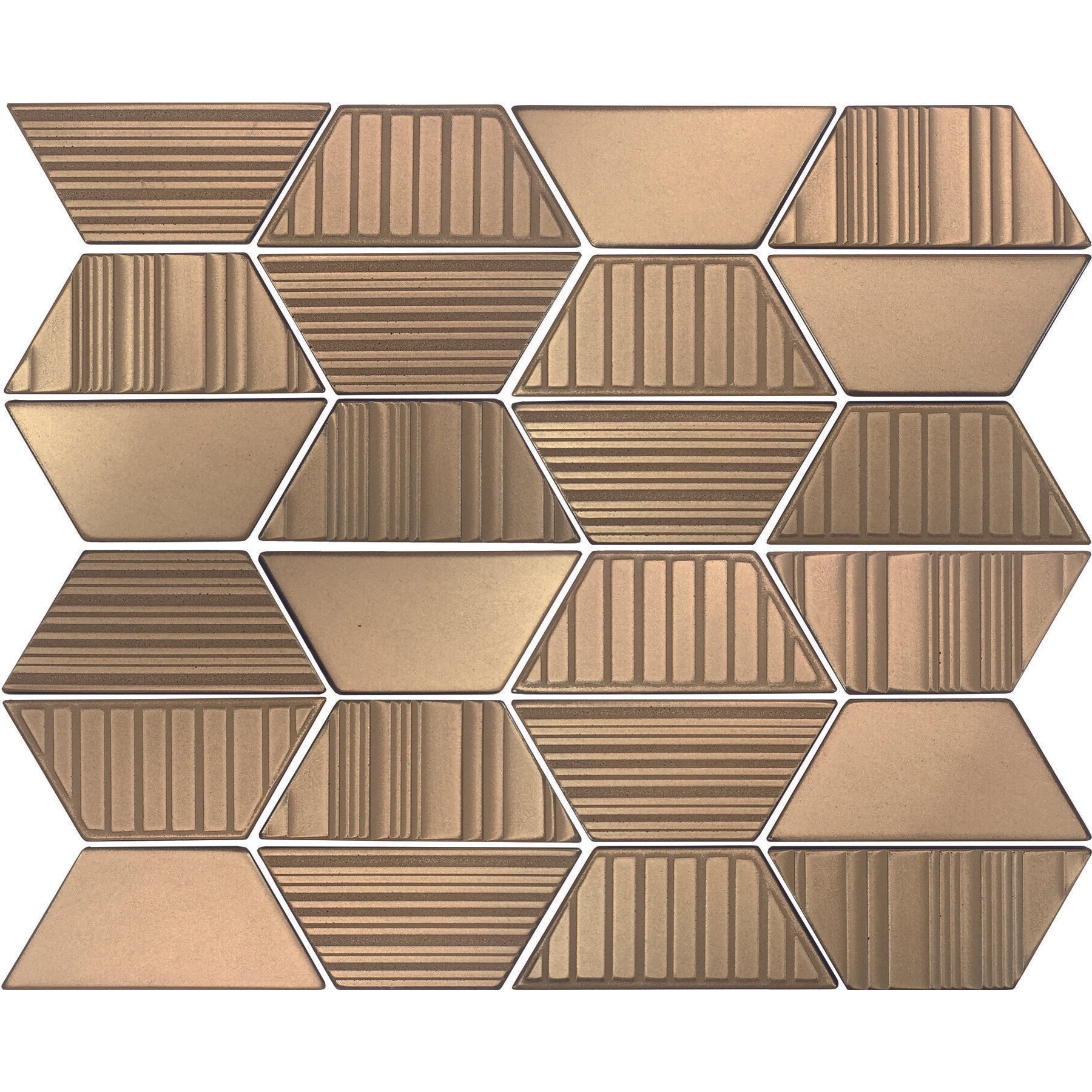 Daltile - Industrial Metals 10 in. x 13 in. - Trapezoid Mosaic - Gold
