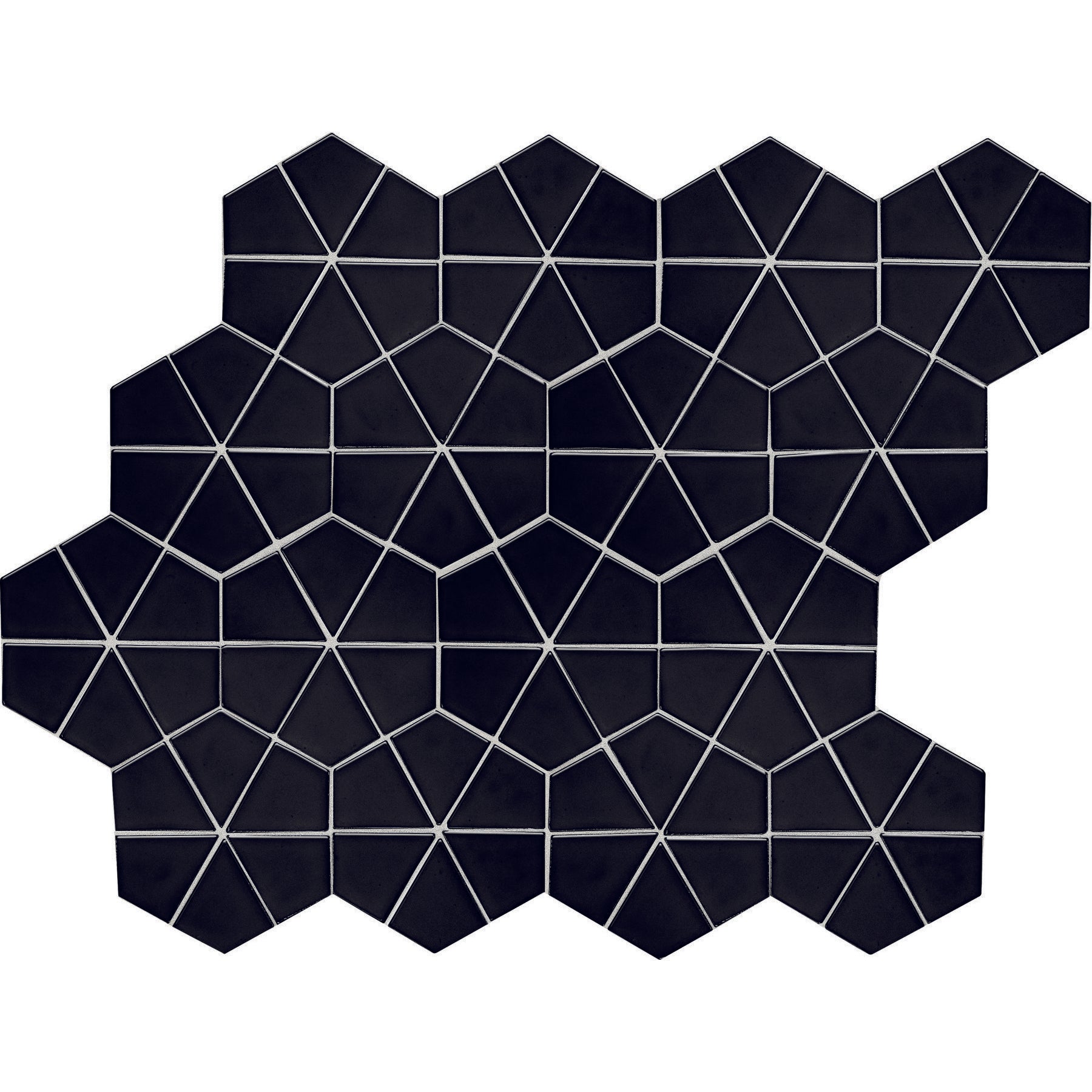 Daltile - Stagecraft - Undulated Kaleidoscope Mosaic - Black K111