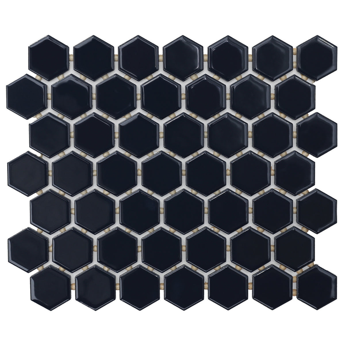 Daltile - Color Wheel Mosaic - 1.5 in. Glazed Ceramic Hexagon Mosaic - Navy