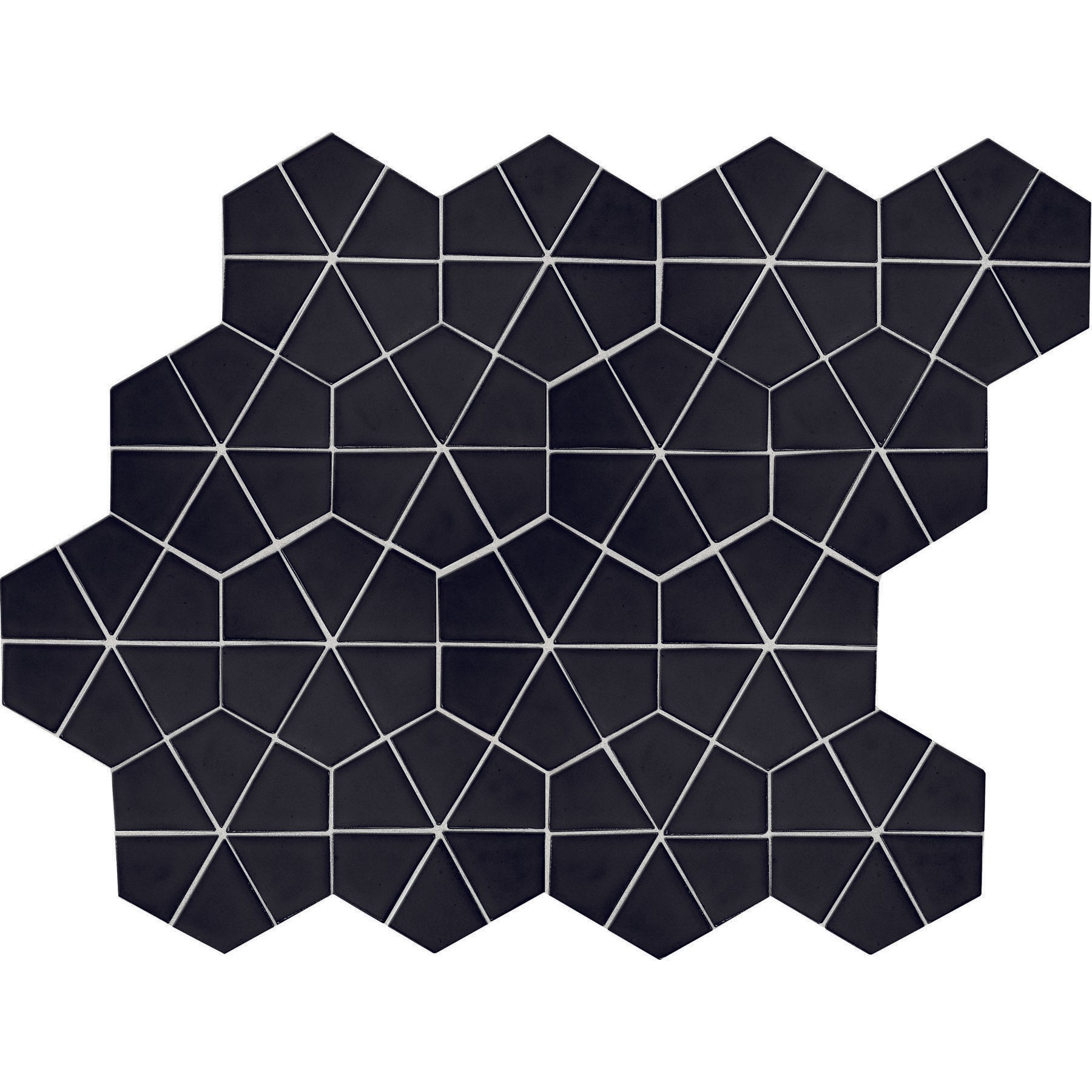 Daltile - Stagecraft - Undulated Kaleidoscope Mosaic - Matte Black K711