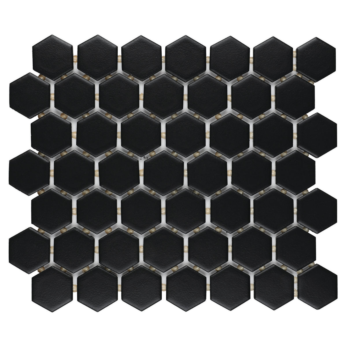 Daltile - Color Wheel Mosaic - 1.5 in. Glazed Ceramic Hexagon Mosaic - Matte Black