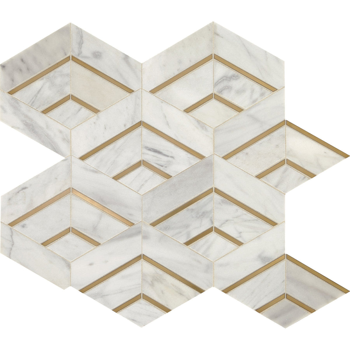 Daltile - Lavaliere Intermix Mosaic - Alluring White With Brass