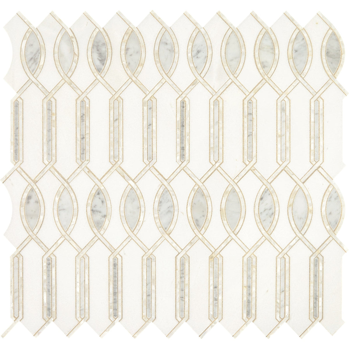 Daltile - Lavaliere Imaginare Mosaic - Thassos White With Carrara White and Mother of Pearl