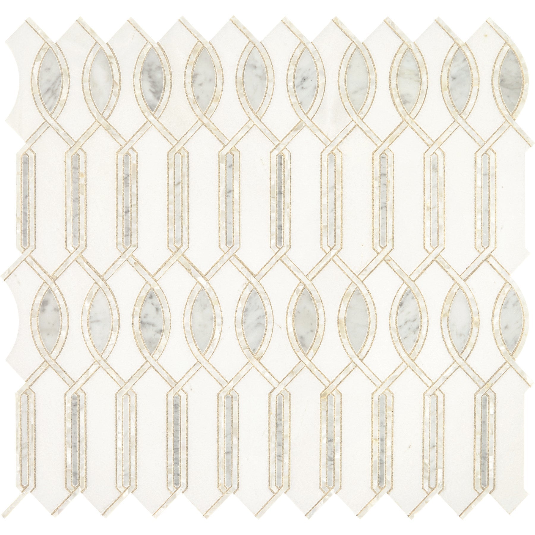 Daltile - Lavaliere Imaginare Mosaic - Thassos White With Carrara White and Mother of Pearl