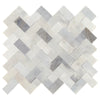 See Daltile Minute Mosaix - Herringbone Stone Mosaic - Stormy Mist