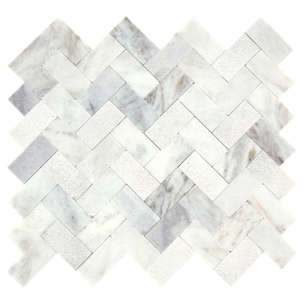 Daltile Minute Mosaix - Herringbone Stone Mosaic - Daphne White