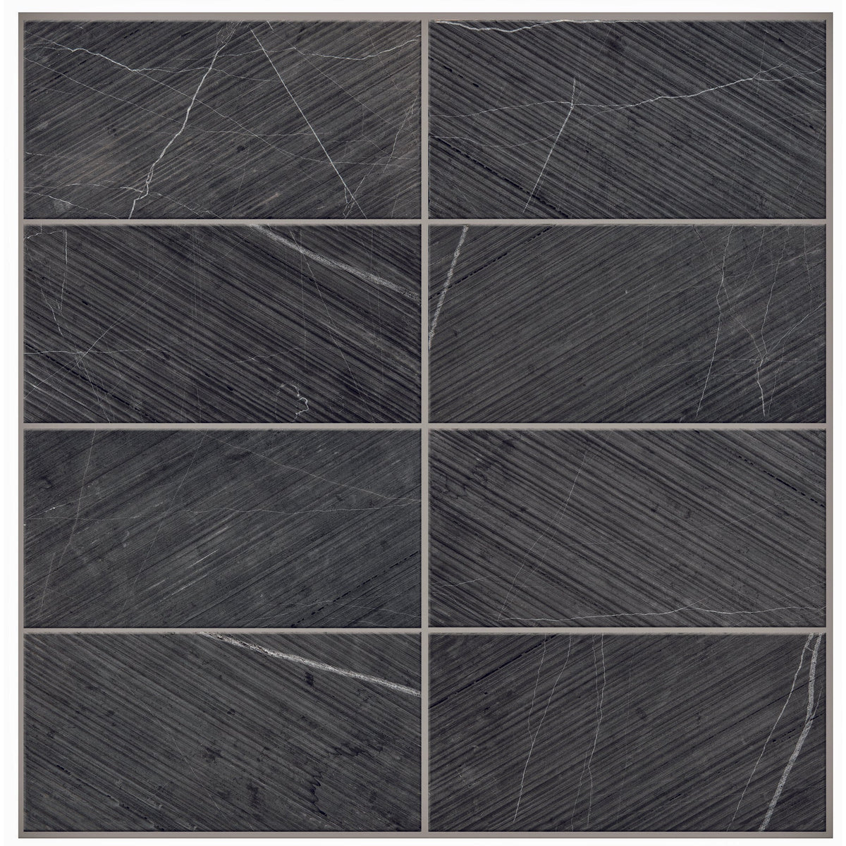 Daltile - Pietra Divina 6 in. x 12 in. Bamboo Mosaic - Nero Marquina Honed Variation