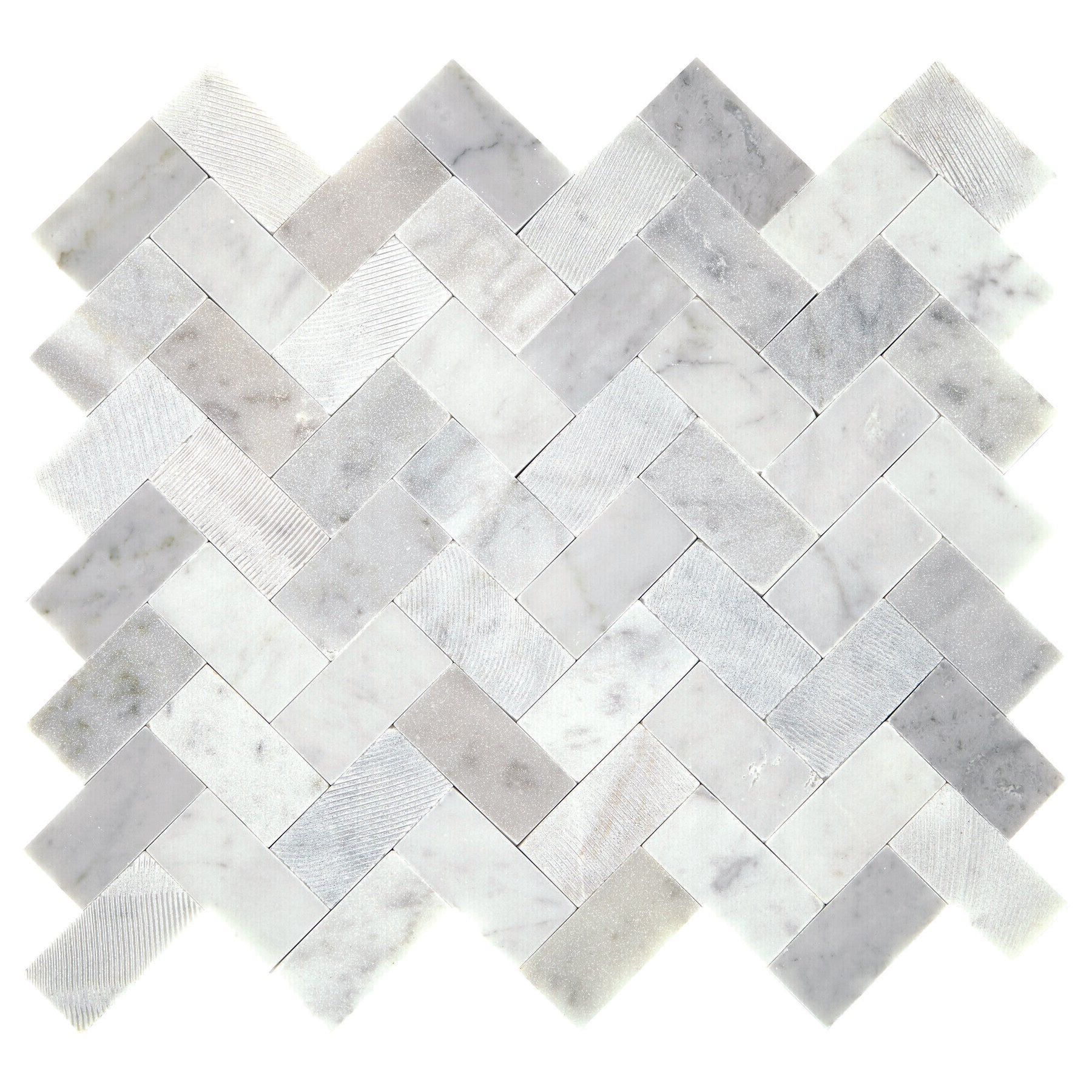 Daltile Minute Mosaix - Herringbone Stone Mosaic - Carrara White