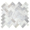See Daltile Minute Mosaix - Herringbone Stone Mosaic - Carrara White