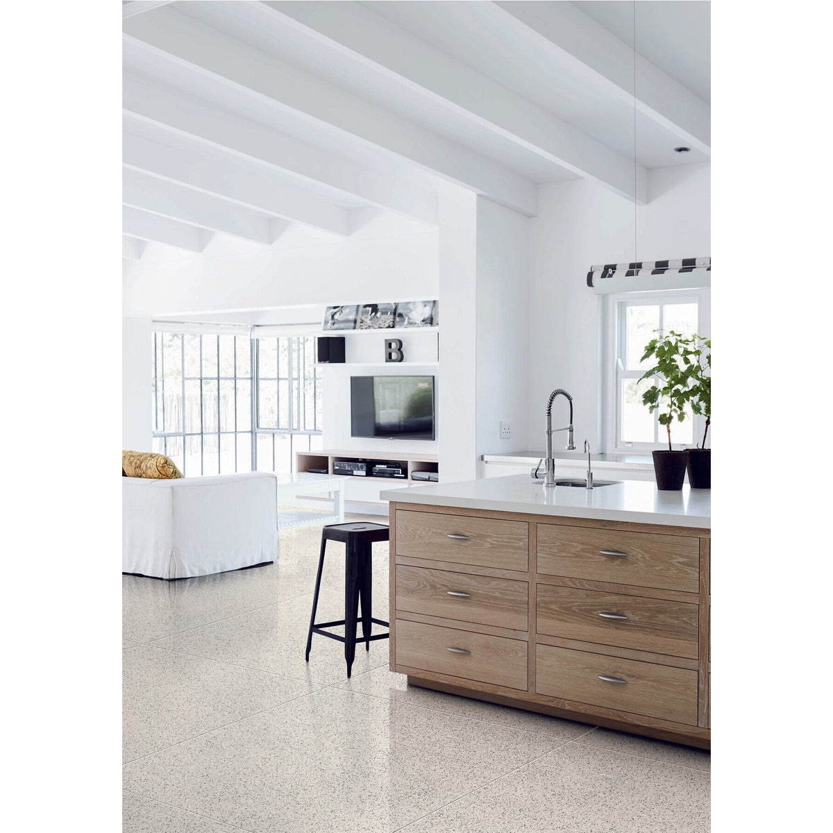 Daltile - Stare Pinch 48 in. x 48 in. Porcelain Floor &amp; Wall Tile - White Kitchen Install