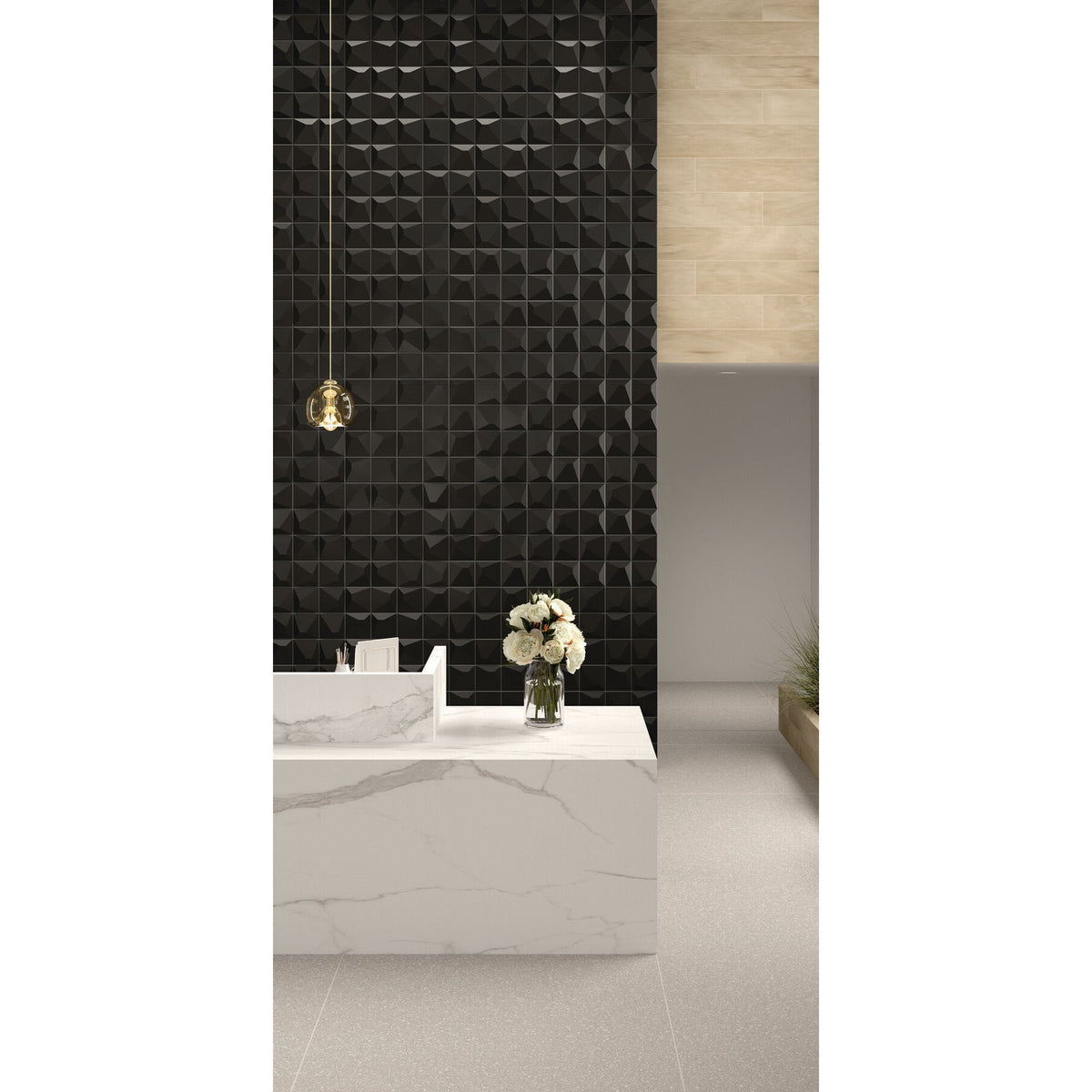 Daltile - Stare Pinch 48 in. x 48 in. Porcelain Floor &amp; Wall Tile - Light Grey