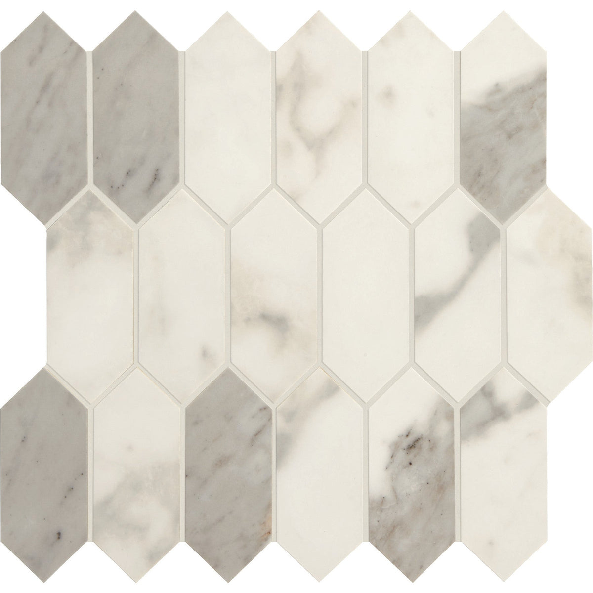 Daltile - Marble Attache - 2 in. x 5 in. Calacatta Mosaic Hex Porcelain