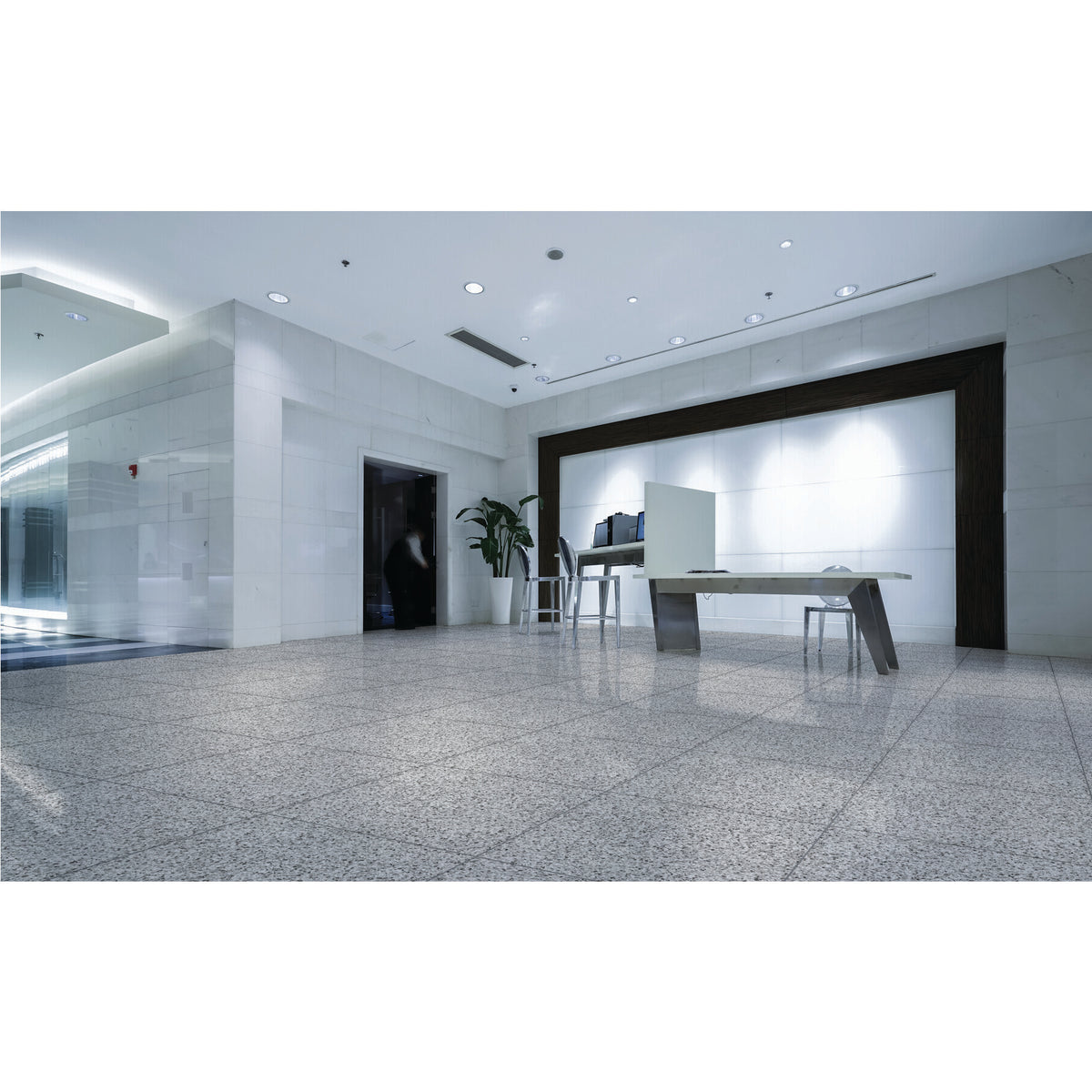 Daltile - Modernist 36 in. x 36 in. Colorbody Porcelain Tile - Pearsall Grey Room Scene
